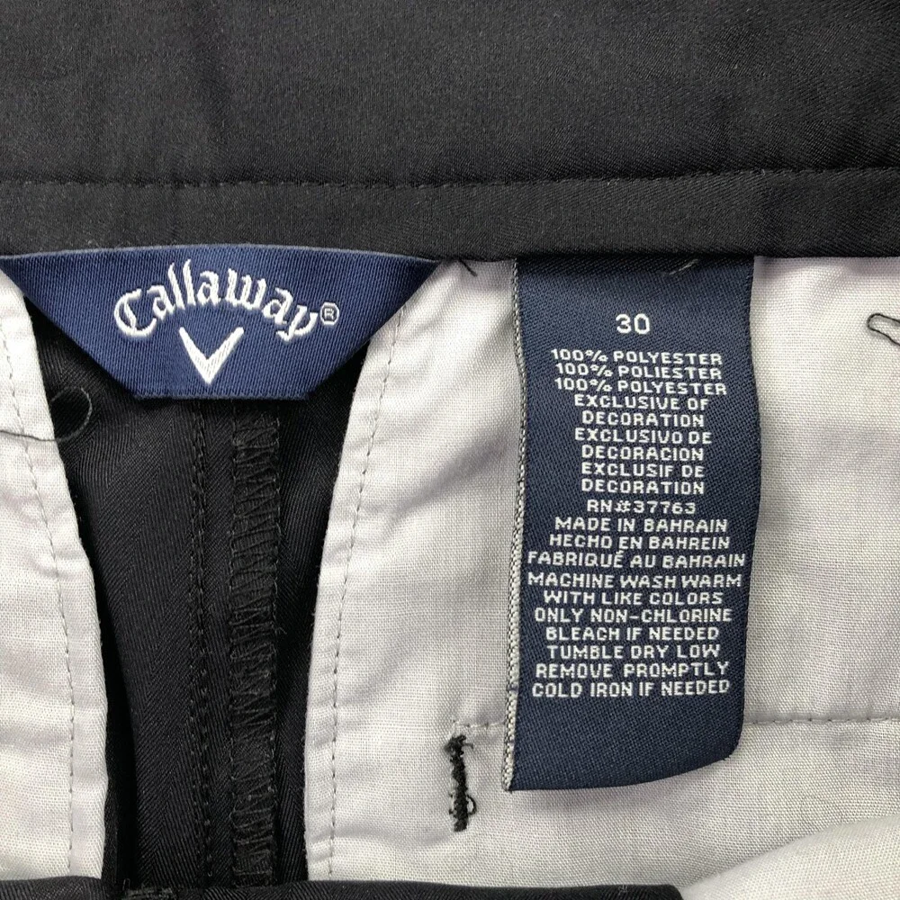 Callaway Shorts Mens 30 Black Polyester 12 Inch Golf Casual Athletic Pockets